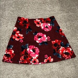 Floral A-Line Skirt - Red and Pink
